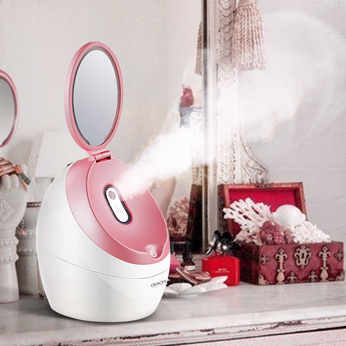okachi蒸脸器灯镜纳米喷雾补水仪蒸面器热喷机美容仪家用蒸脸仪器