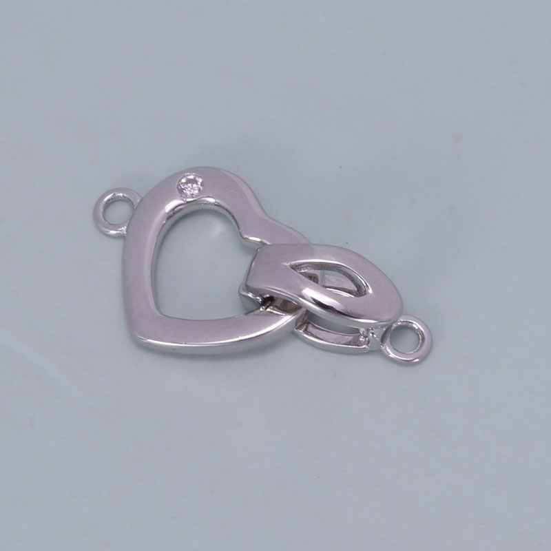 diy配件s925银日韩版时尚爱心单排珍珠项链扣锁扣手链搭扣配饰品