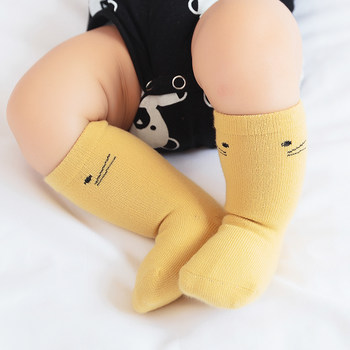 Combed cotton baby socks mid-tube socks spring and autumn loose mouth boneless seam warm socks thigh socks three pairs free shipping