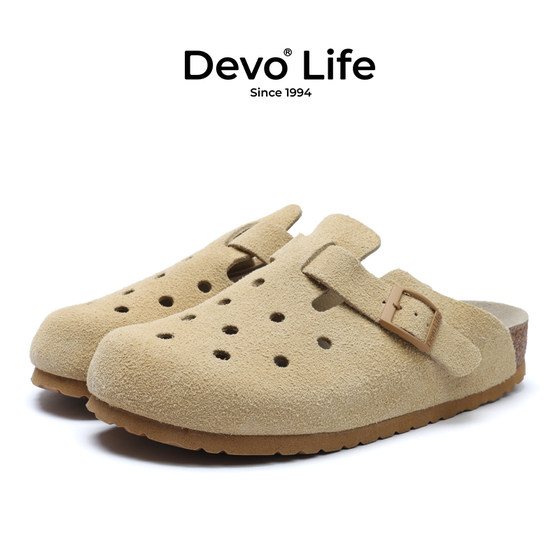 Devo/Wo 코르크 슬리퍼 하프 가방 캐주얼하고 세련된 귀여운 가방 헤드 하프 랩 홀 신발 여성 22002 Devo/Wo 코르크 슬리퍼 하프 가방 캐주얼하고 세련된 귀여운 가방 헤드 하프 랩 홀 신발 여성 22002