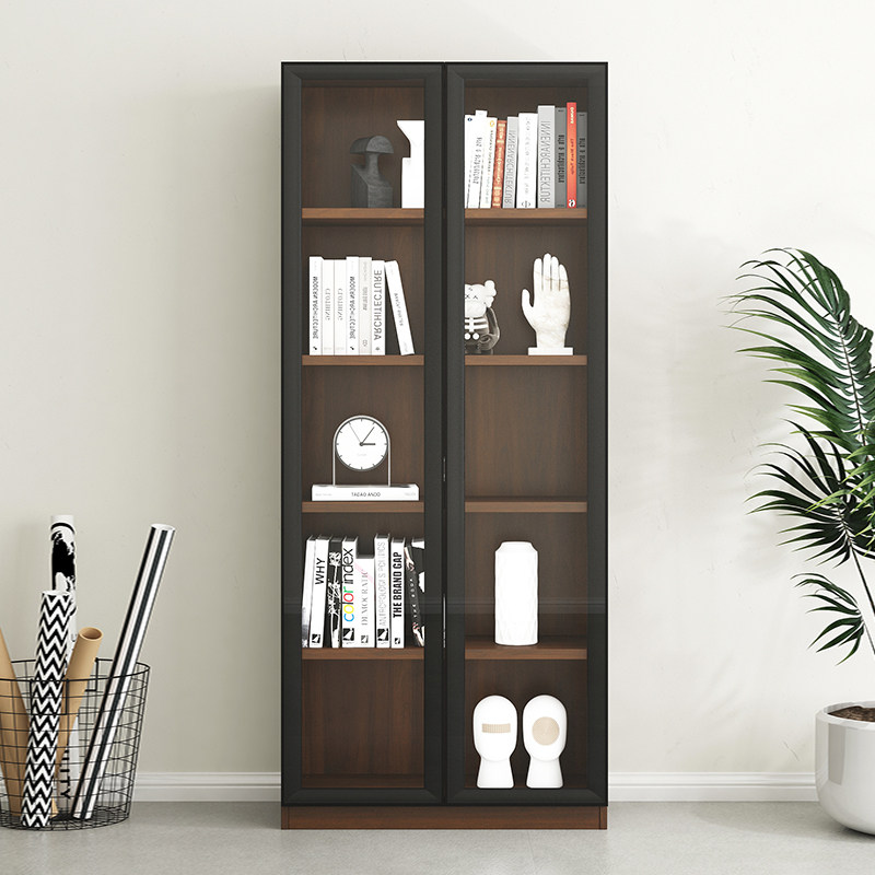 家用手办展示柜书柜书架乐高模型落地地带玻璃门单个书柜