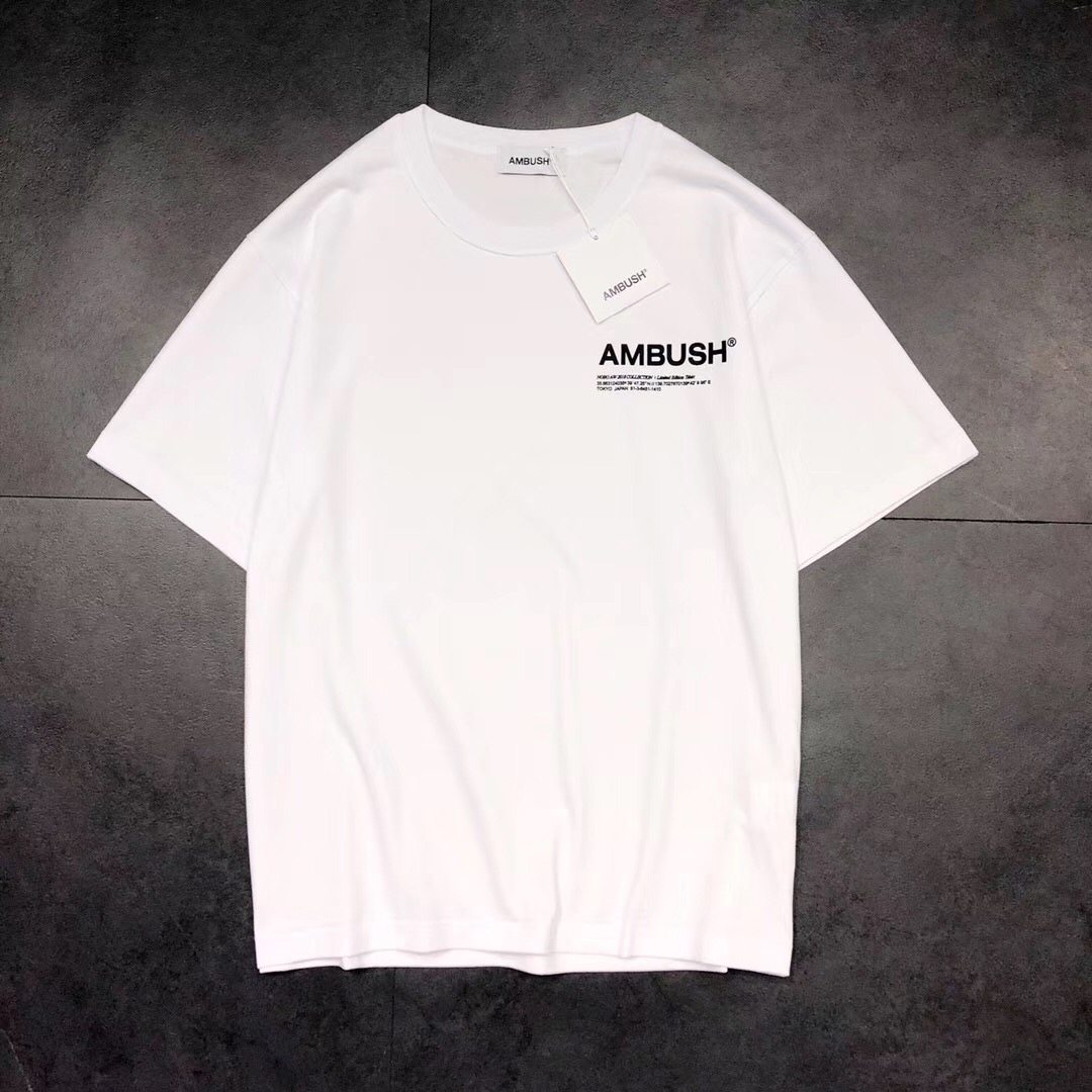 ambush 18aw t-shirt 基础 纯色 胸前字母logo男女休闲短袖t恤tee