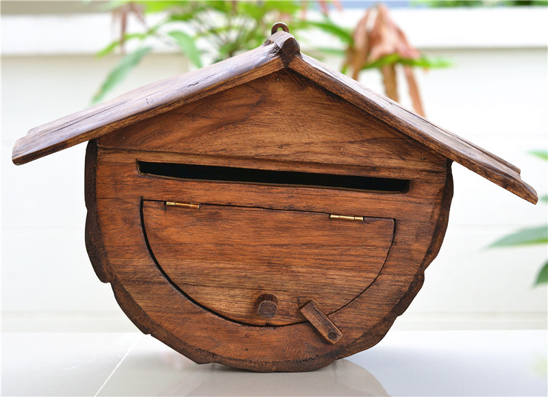 泰国实木手工欧式别墅信箱室外防雨邮箱挂墙壁饰