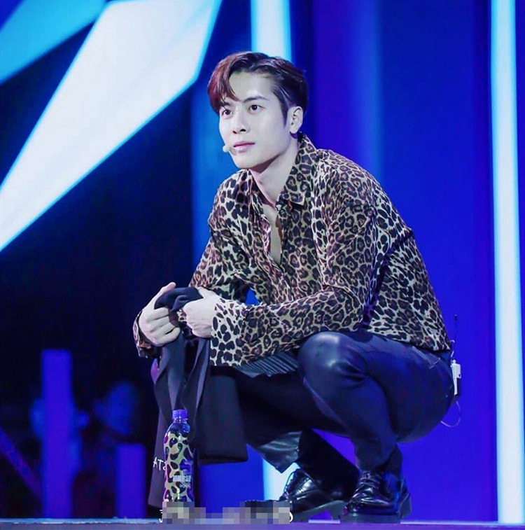 欧美美王嘉尔同款衬衫绒毛豹纹衬衣潮流宽松衬衫