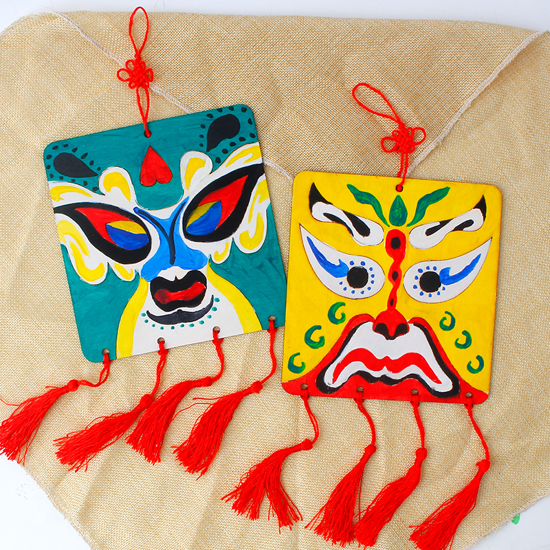 中国国风木质京剧脸谱挂饰美术作品幼儿园儿童手工diy其他手工制作