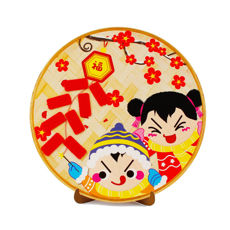 中国国风织布新年贴画作品幼儿园儿童手工diy手工创意粘贴类