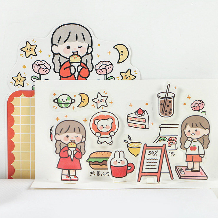 可爱人物和纸手帐贴纸包生活仪式感创意清新手账diy素材装饰贴画