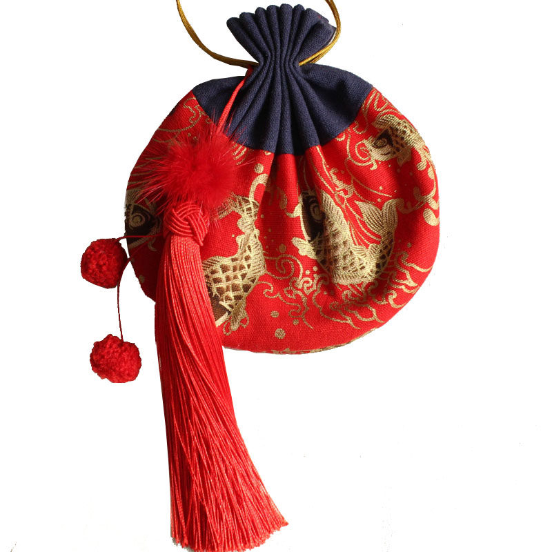 荷包香囊汉服荷包斜挎儿童荷包红鲤鱼新年荷包春节红包拜年荷包