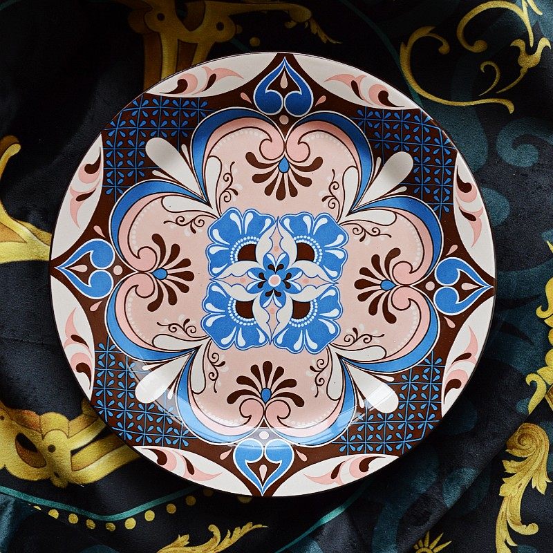 埃兰迪尔中东波西米亚风情釉下彩陶陶瓷餐具装饰盘