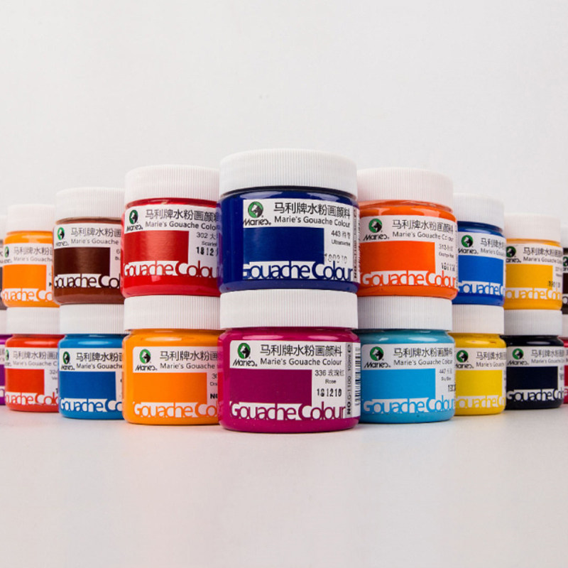 马利水粉颜料100ml罐装42色美术绘画初学者学生水粉颜料