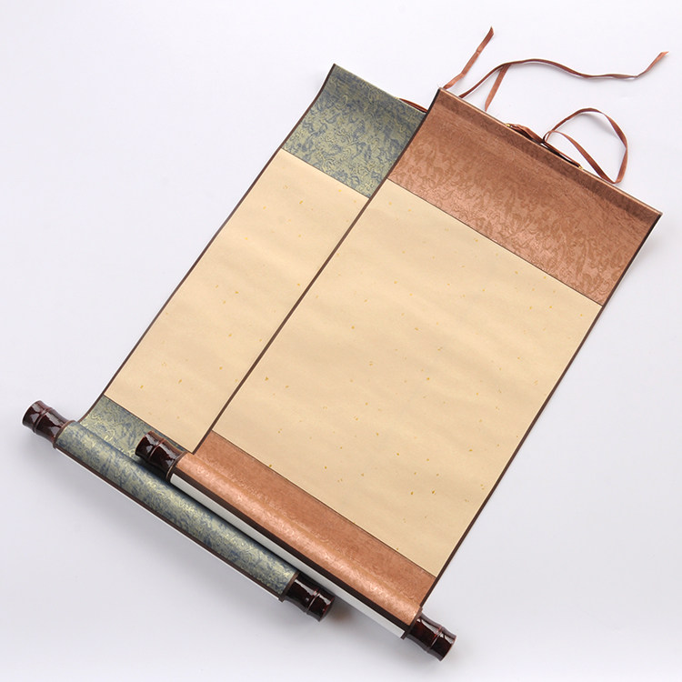 空白宣纸卷轴画轴 复古半生熟书法作品挂轴书法装裱字画挂画定制