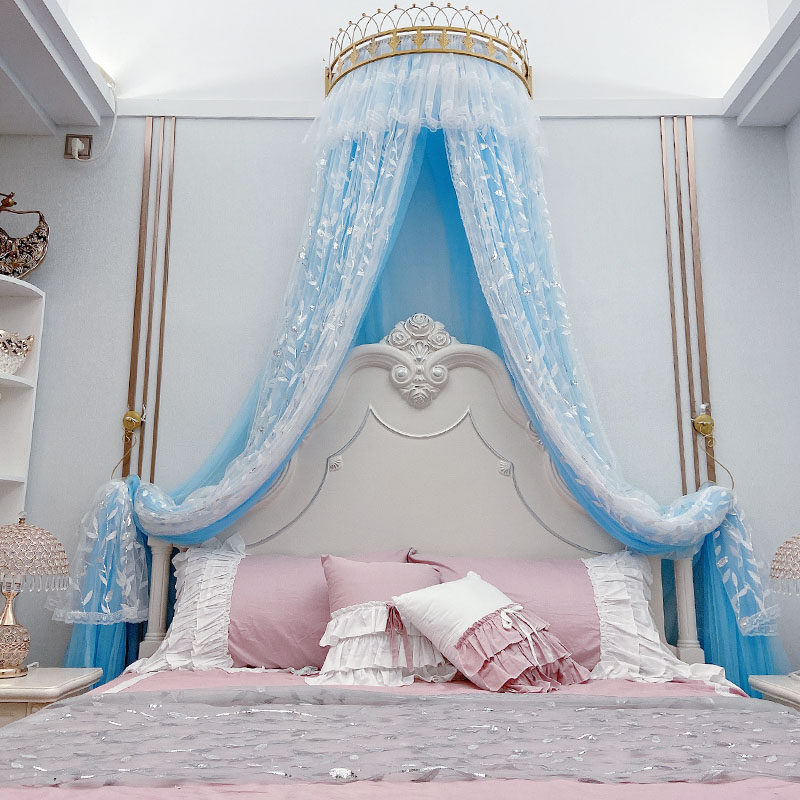 蚊帐公主唯美床幔韩版加密欧式皇冠床头浪漫床幔