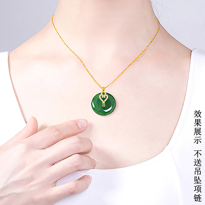 s925纯银平安扣夹扣镶嵌银扣18k金空托翡翠扣头扣