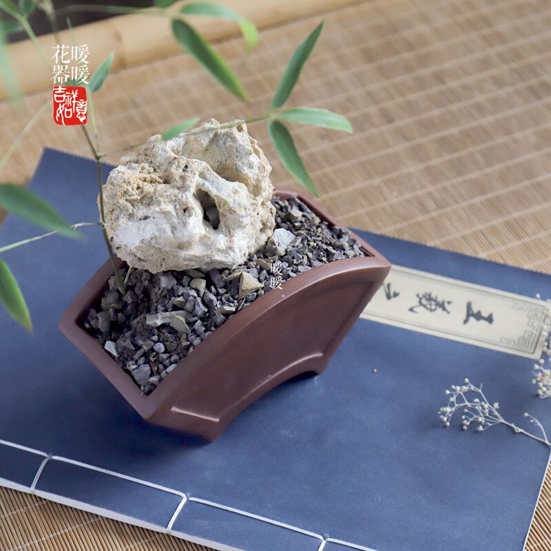 花盆扇形精品紫砂手工微型桌面盆景花盆