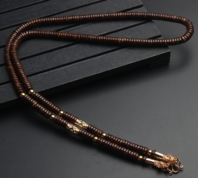 泰国天然原色椰壳佛牌链子木挂链项链高端龙头扣佛牌链