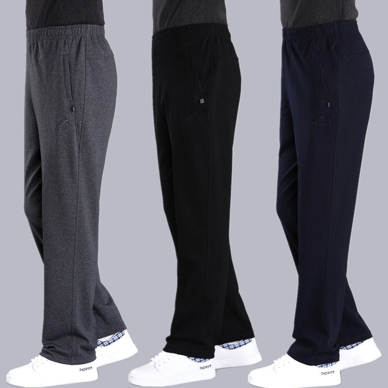 中老年男裤爸爸宽松直筒大码运动裤男春秋新款休闲裤