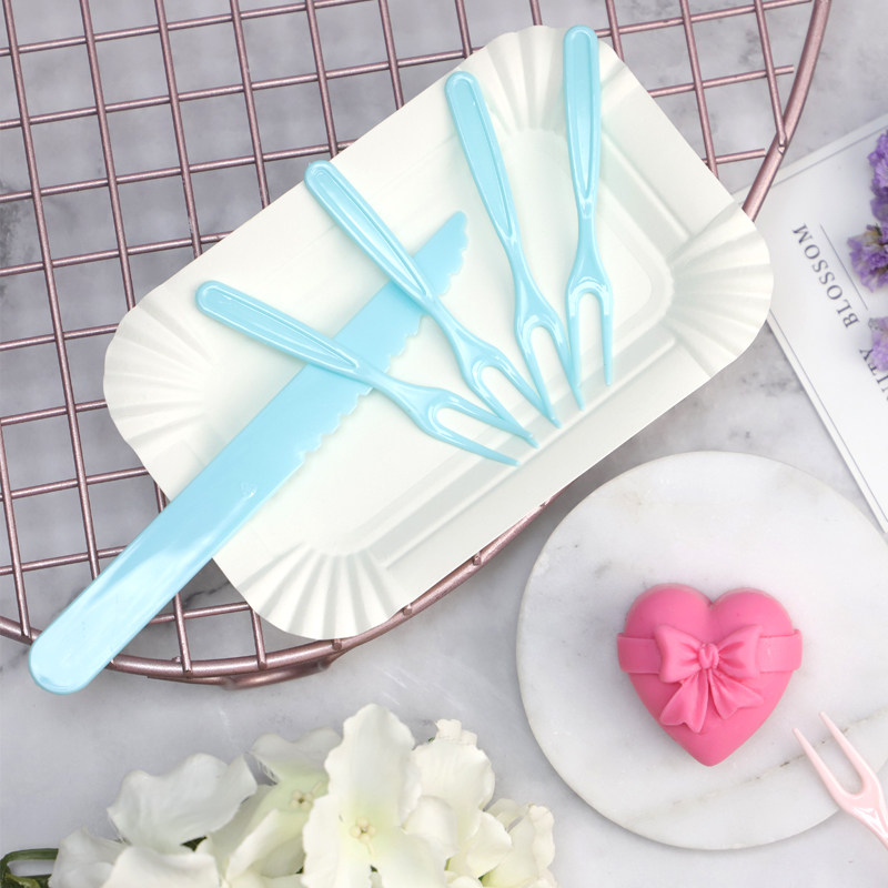 一次性冰皮月饼刀叉套装生日蛋糕甜品西点叉子餐具烘焙10套包邮