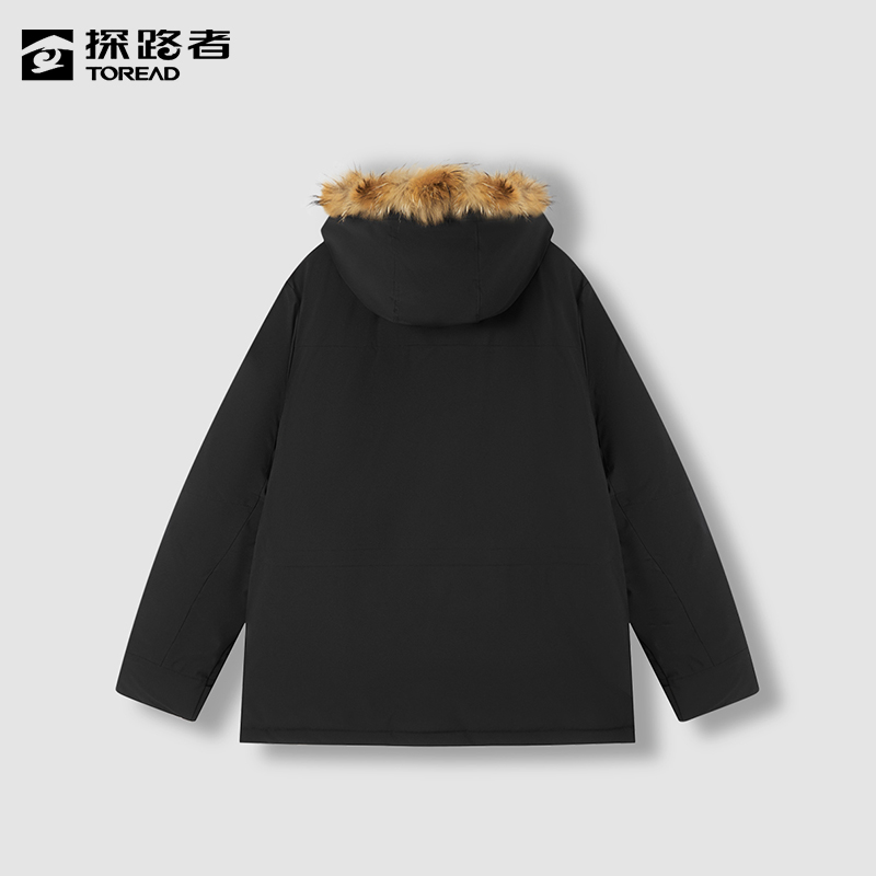 探路者羽绒服男冬季户外加厚保暖防风派克服中长款工装防寒服外套