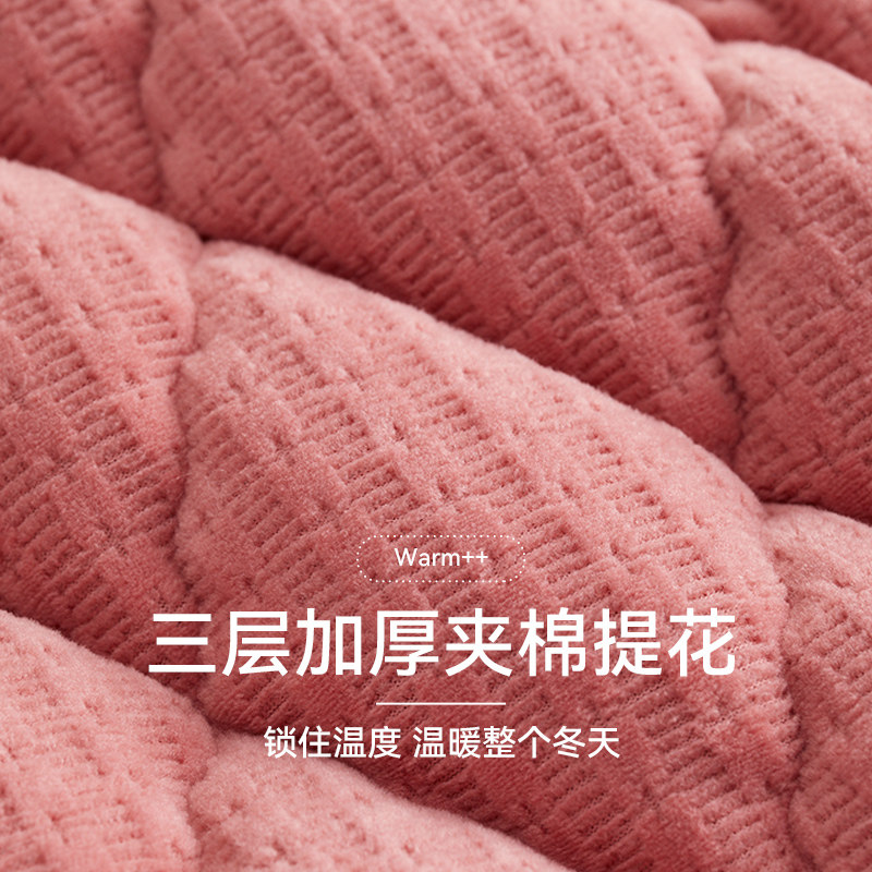 芬腾三层加厚夹棉睡衣秋冬季女款珊瑚瑚绒家居服睡衣