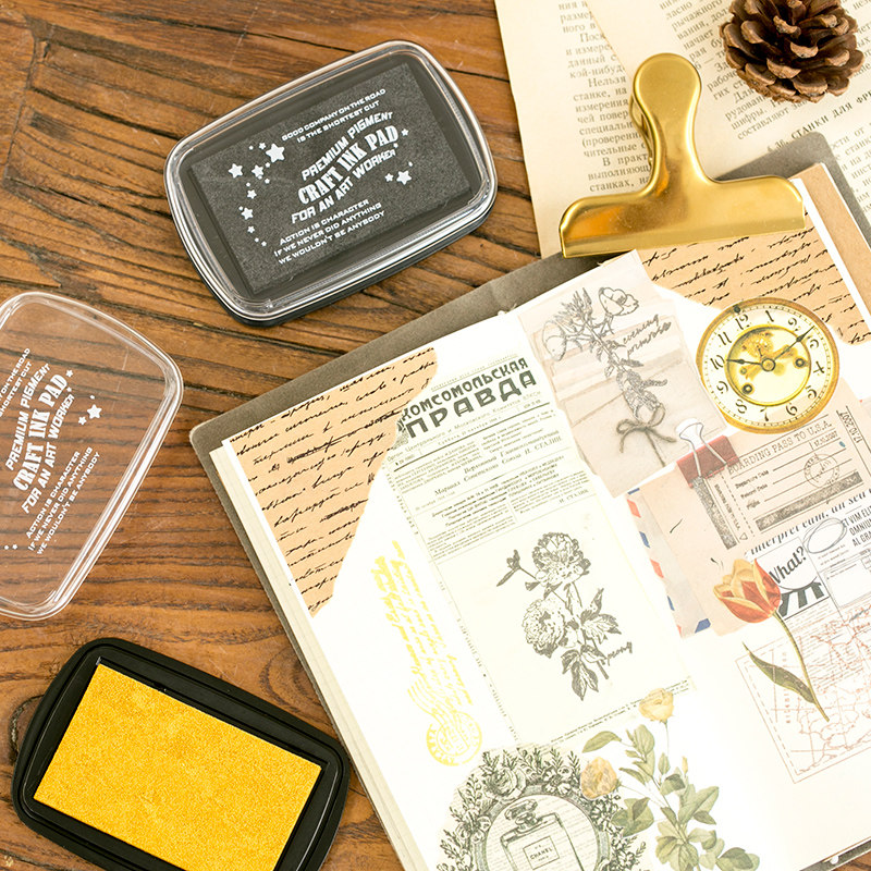 手帐金银色印台大号银色彩色印章黑色白色印泥可爱印泥