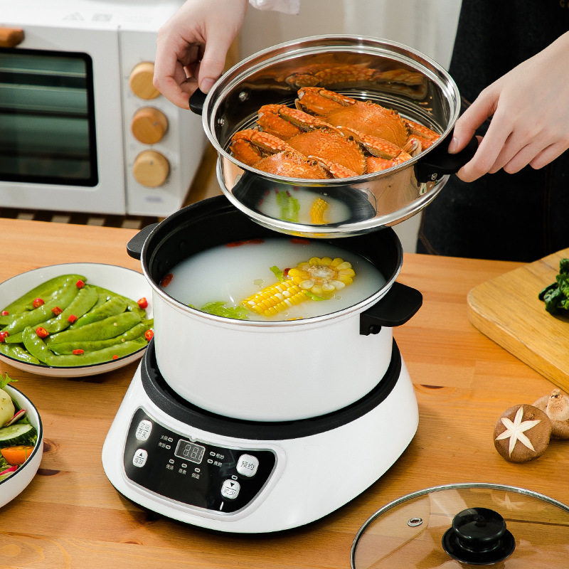 煮锅110v美规火锅多功能家用分体式学生宿舍蒸煮电热火锅