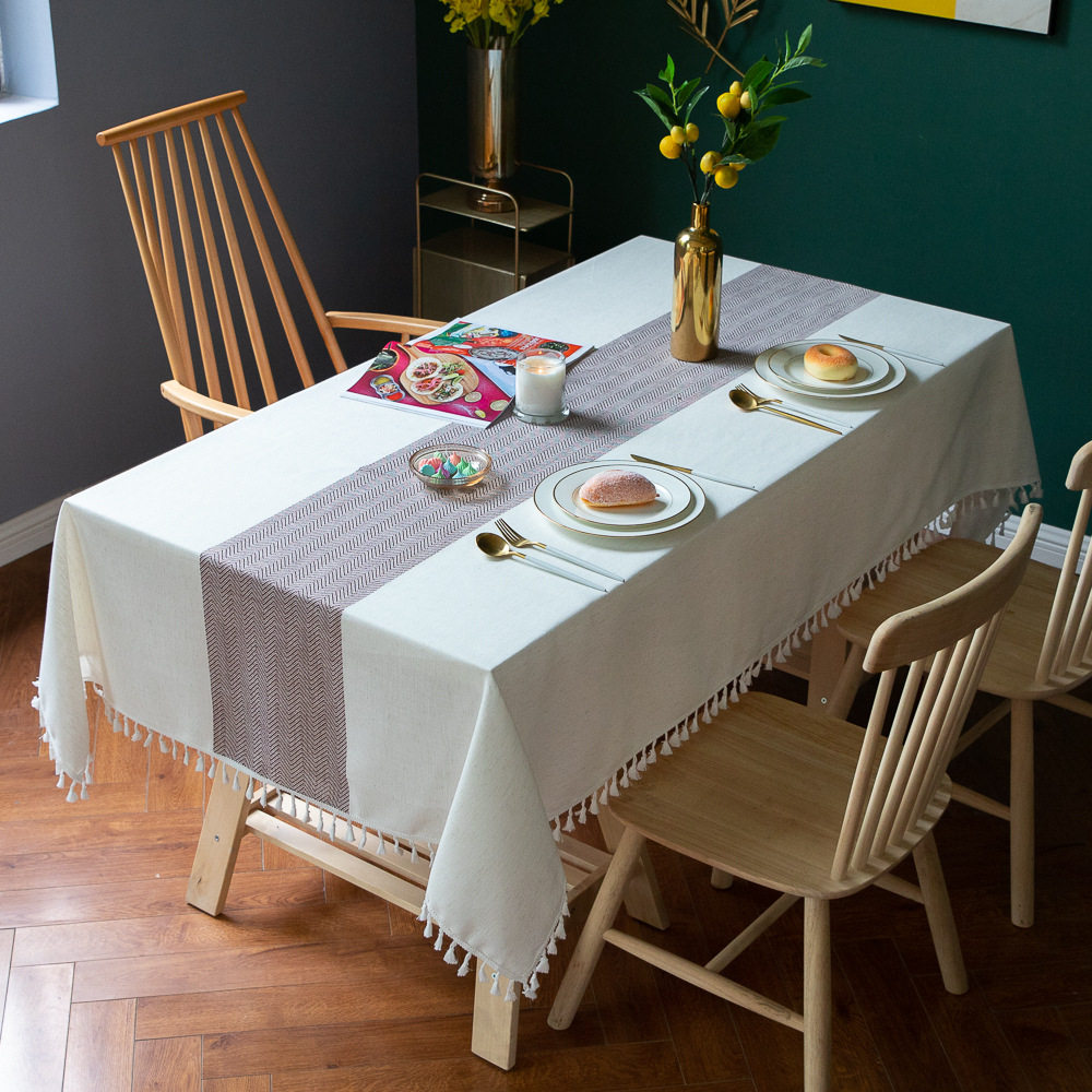 北欧桌布布艺轻微防水防油免洗棉麻小清新简约圆形餐桌布ins网红