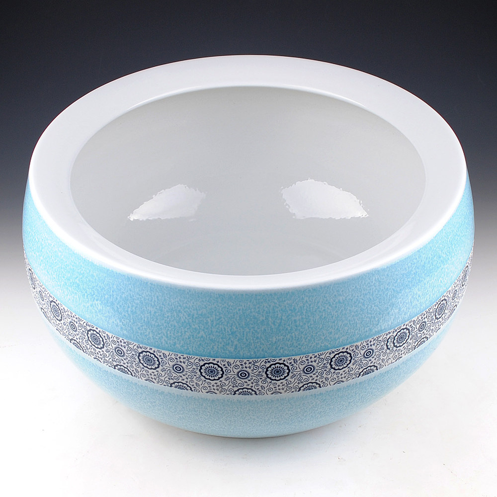 鱼缸鸿轩办公室客厅字画水缸景德镇陶瓷金鱼缸瓷器颜色鱼缸