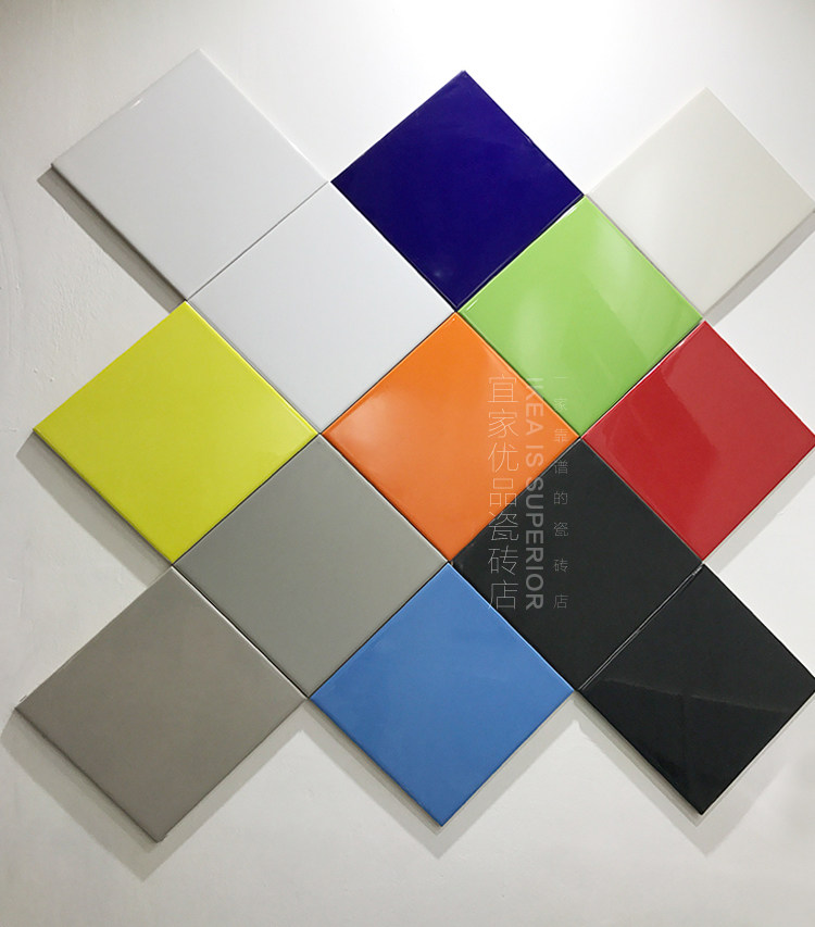 彩色瓷砖纯色釉面砖幼儿园墙面面砖黑白白地厕所釉面砖