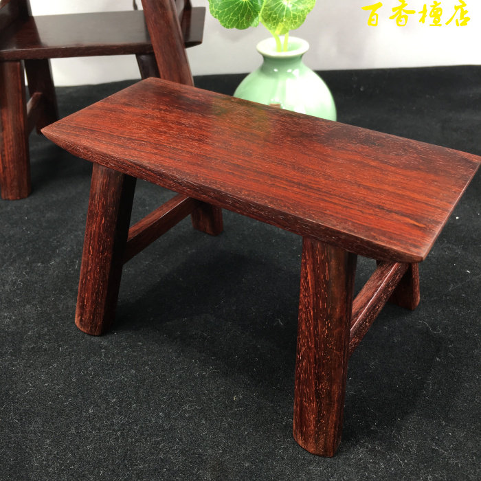 印度小叶叶紫檀木迷你小板凳奇玉石器底座摆件木雕