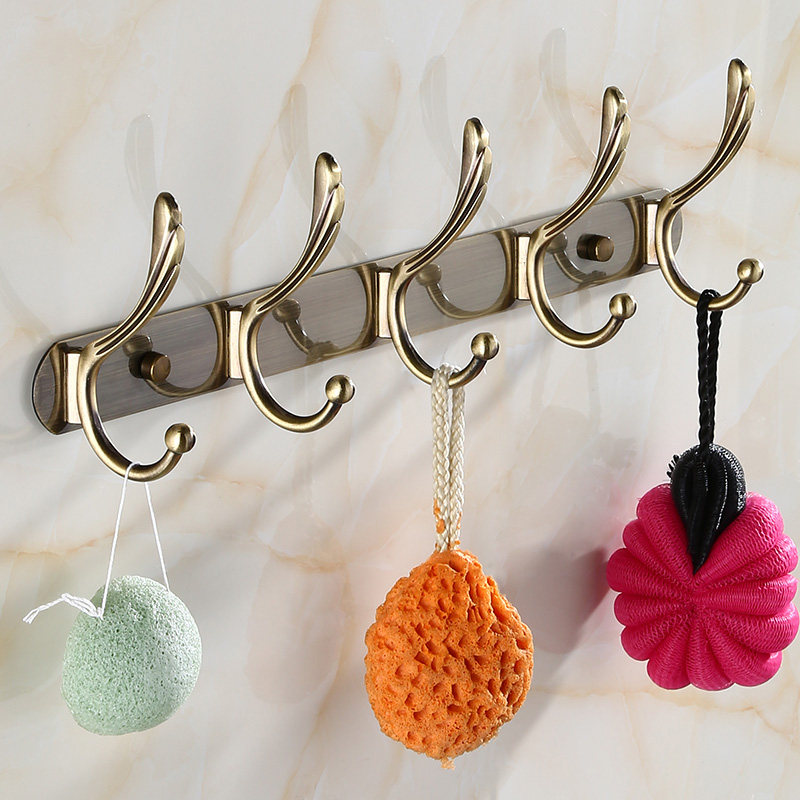 挂钩壁挂衣帽衣服排钩不锈钢打孔欧式复古挂衣挂钩