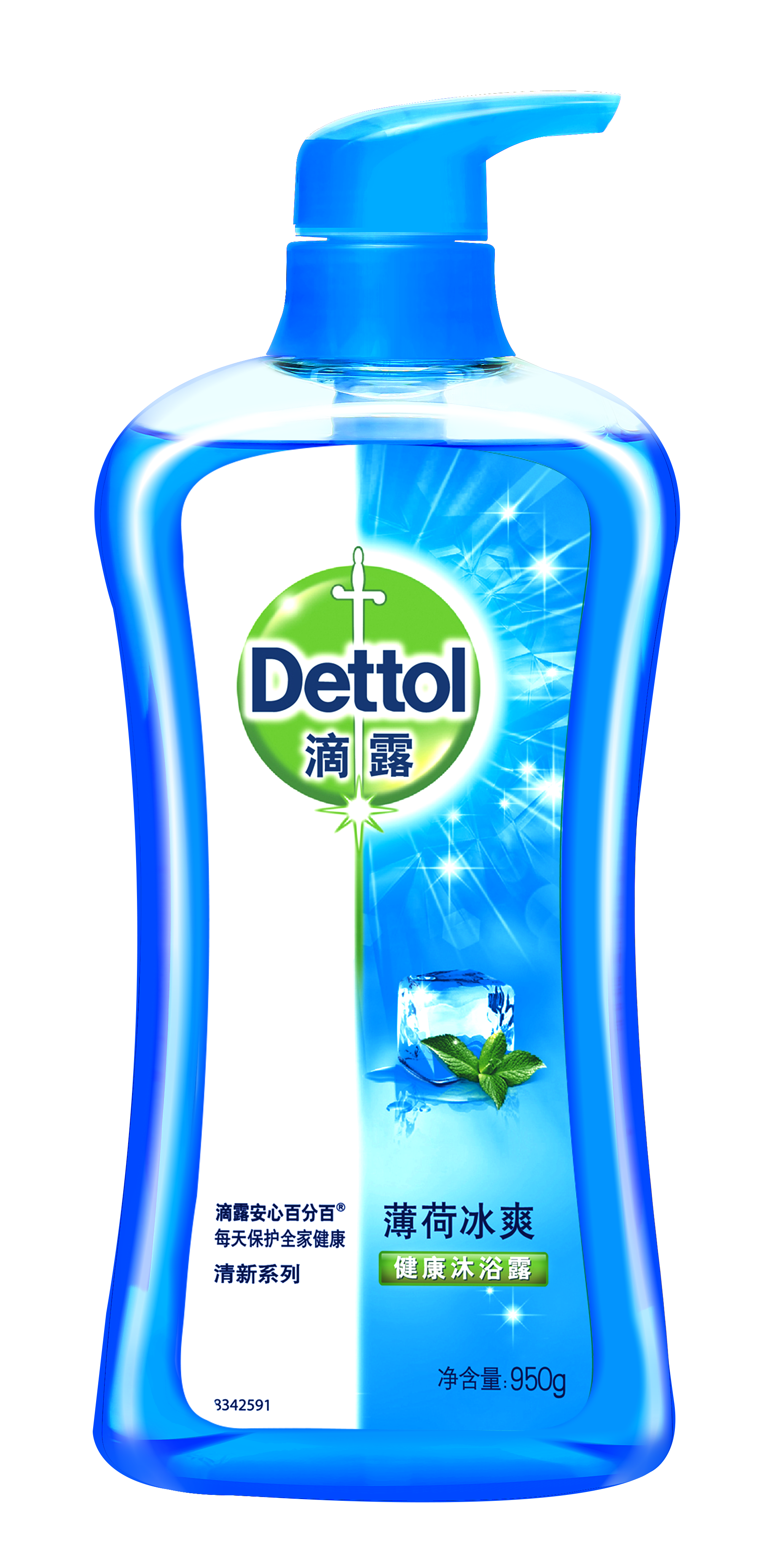 滴露薄荷冰爽健康沐浴露950ml瓶装抗菌防菌去汗沐浴露