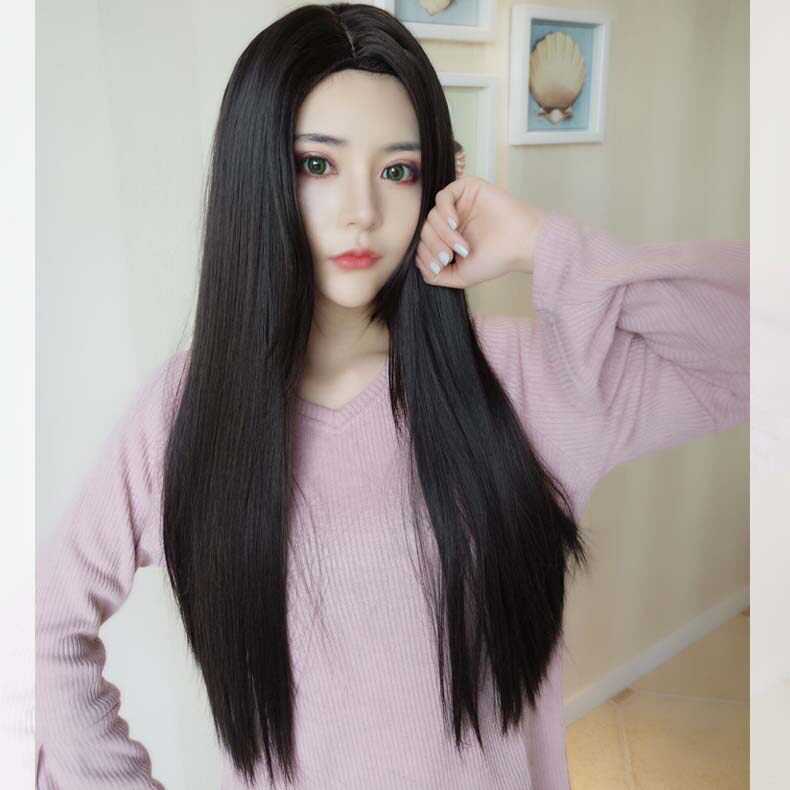 假发女长直发中分刘海网红头套韩国姫カット姬发式假发套隐形无痕