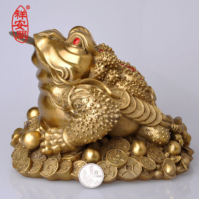 祥安阁吐钱金蟾摆件中号家居办公室店铺摆设吉祥摆件