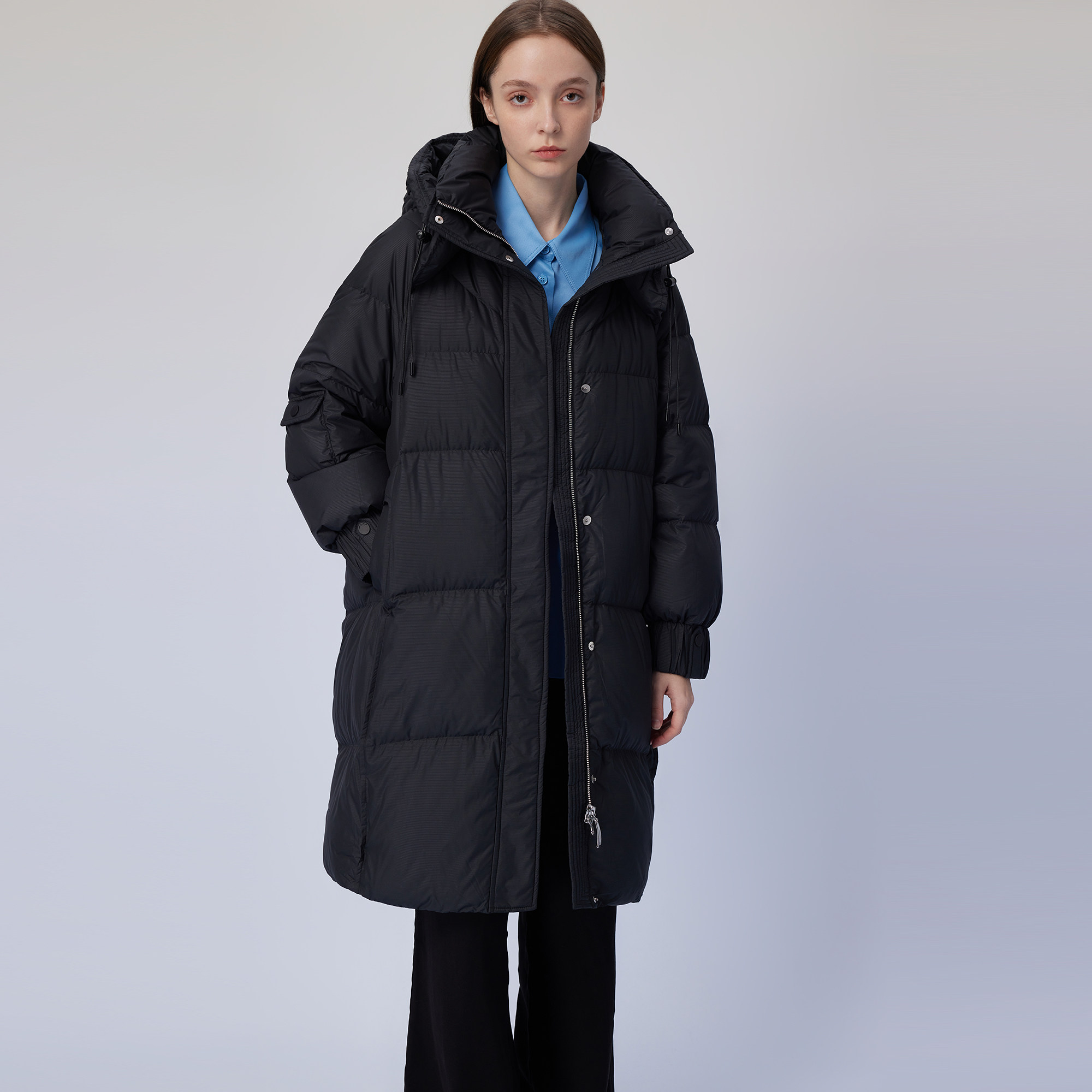 basichouse百家好中长款连羽绒服2022冬季新款加厚羽绒服