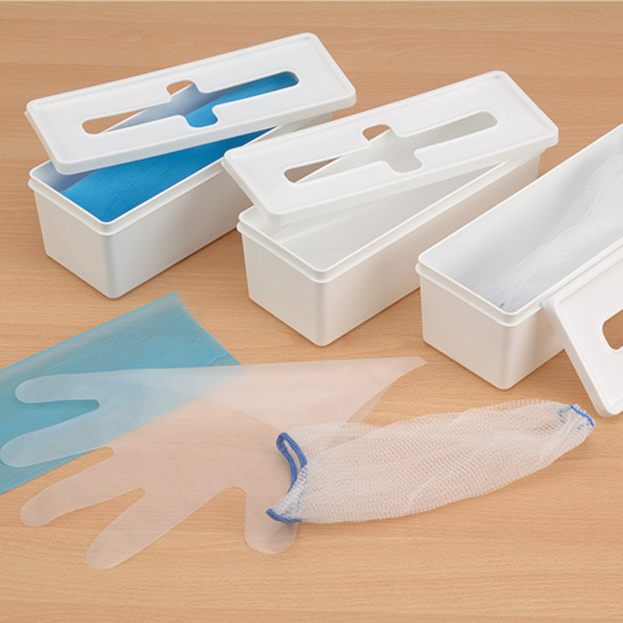 日本进口十字口白色软盖塑料收纳盒