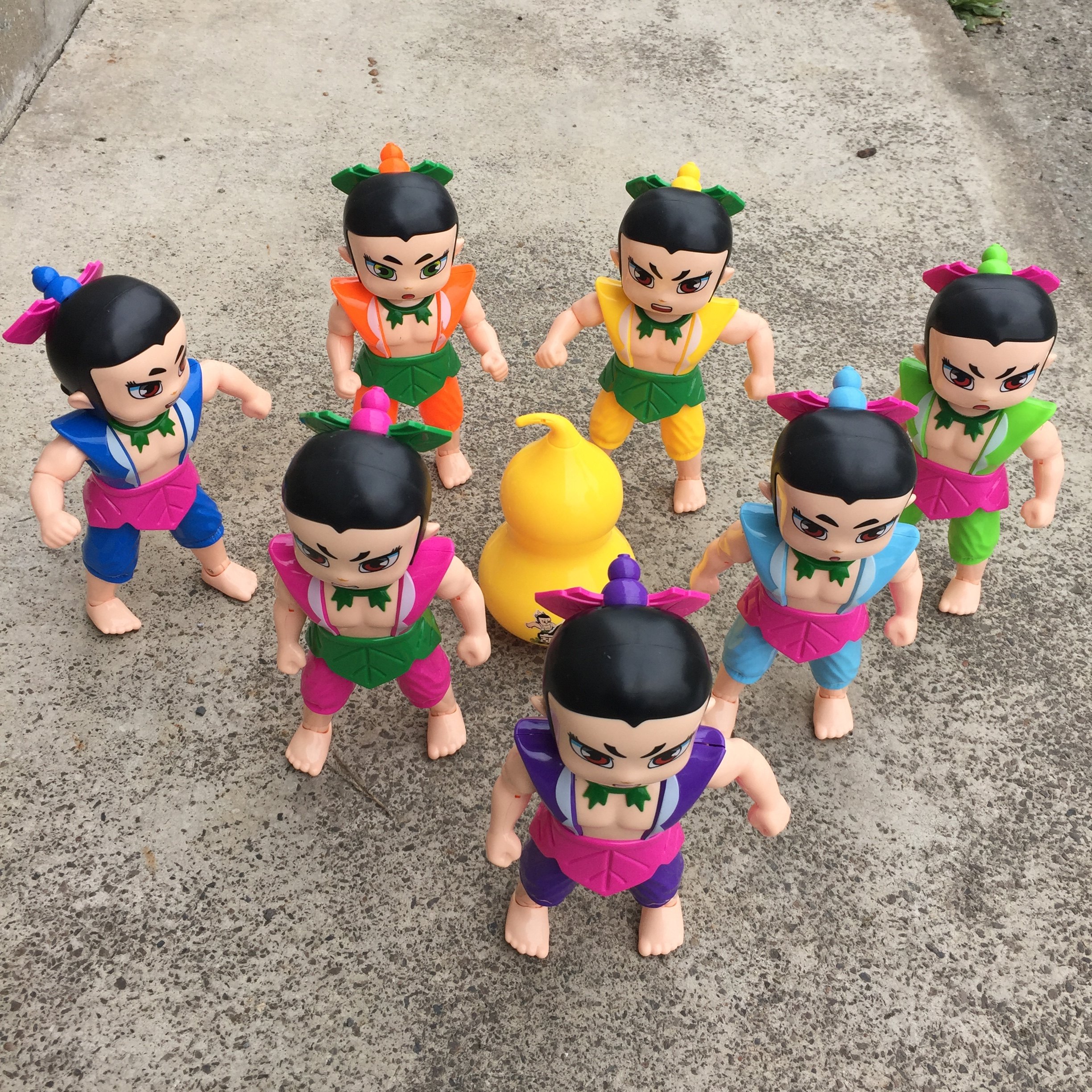 大号葫芦娃玩具套装葫芦7兄弟脚手关节可动葫芦兄弟公仔男孩玩具