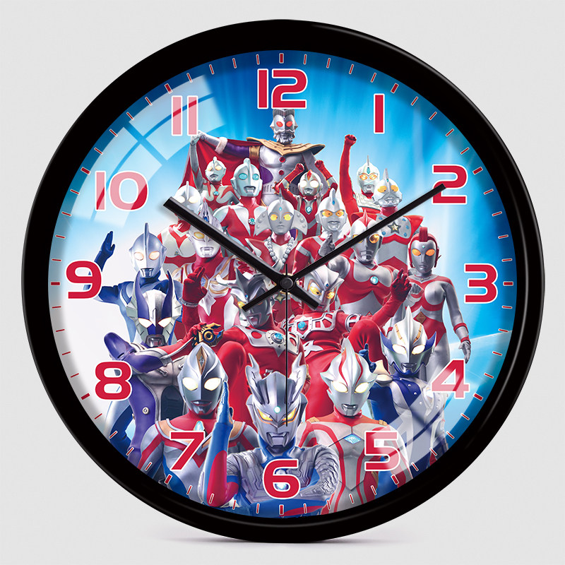 卡通客厅时钟静音装饰宿舍学生卧室房客奥特曼挂钟