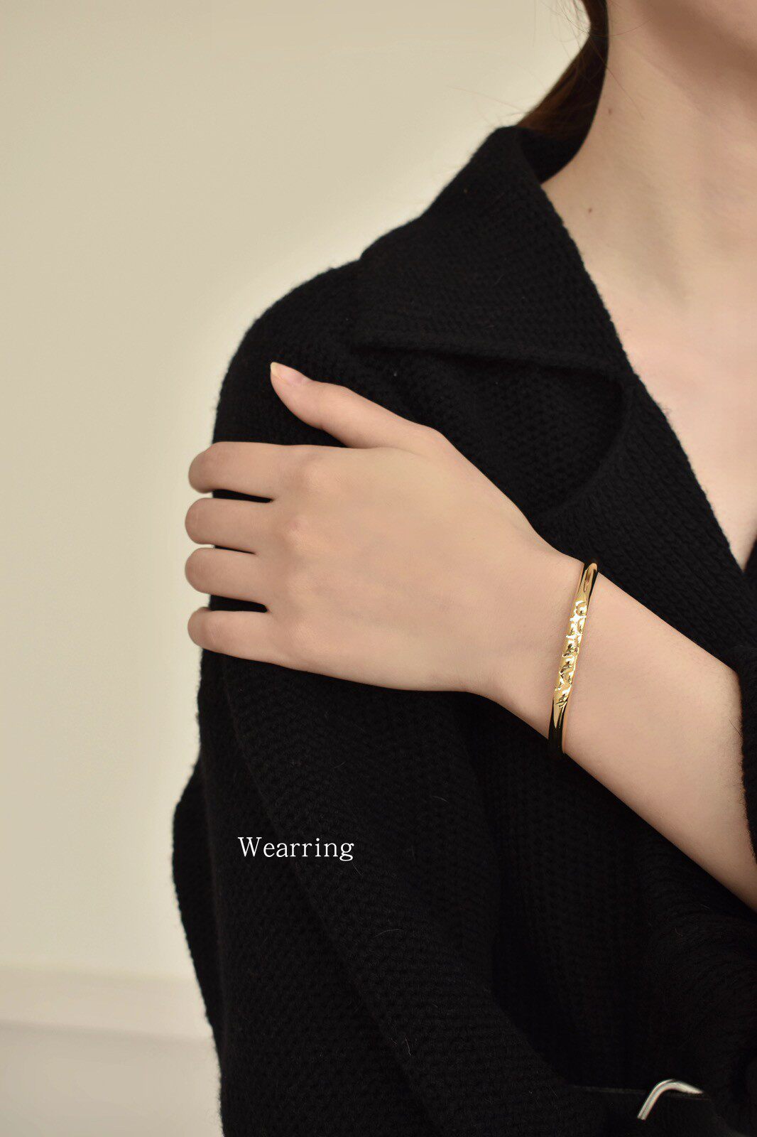 167 wearring 欧美小众设计师时尚简约动物纹复古黄铜c形开口手镯
