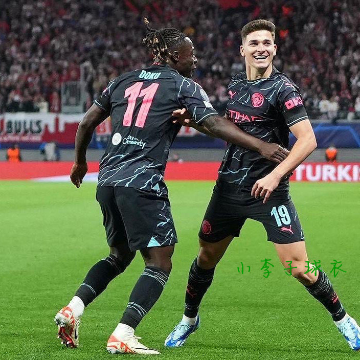 正品曼城球衣9号哈兰德球员版2324第二客场福登阿尔瓦雷斯足球服