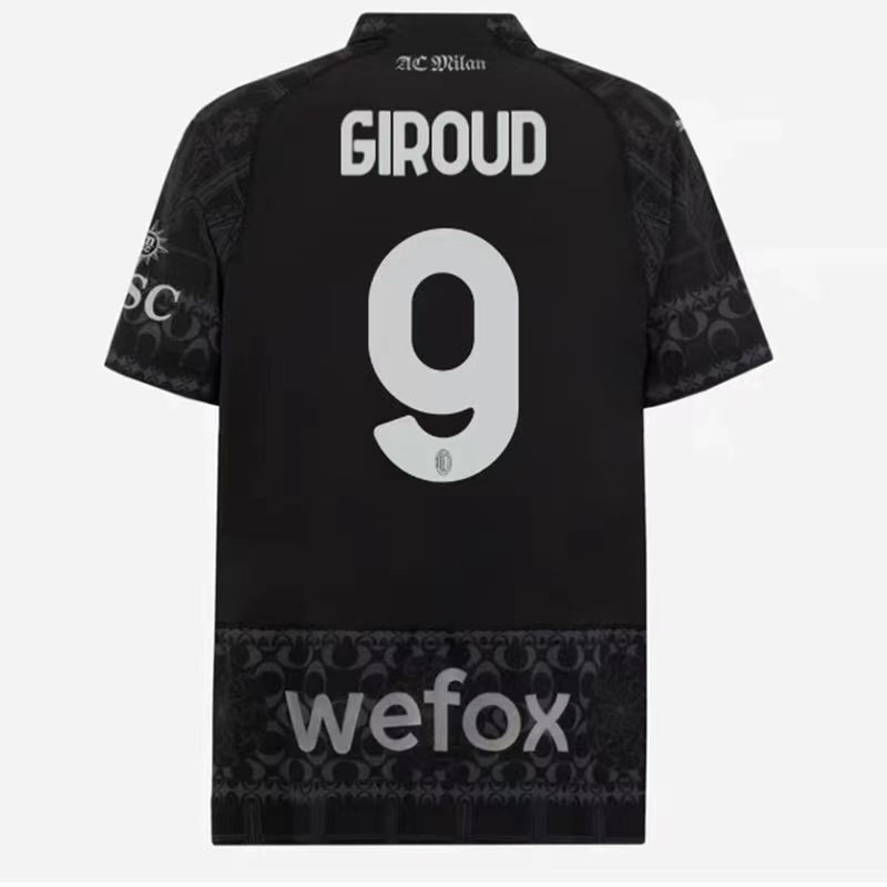 2324ac米兰联名款第四客场9号吉鲁球衣17号特奥足球服短袖托纳利