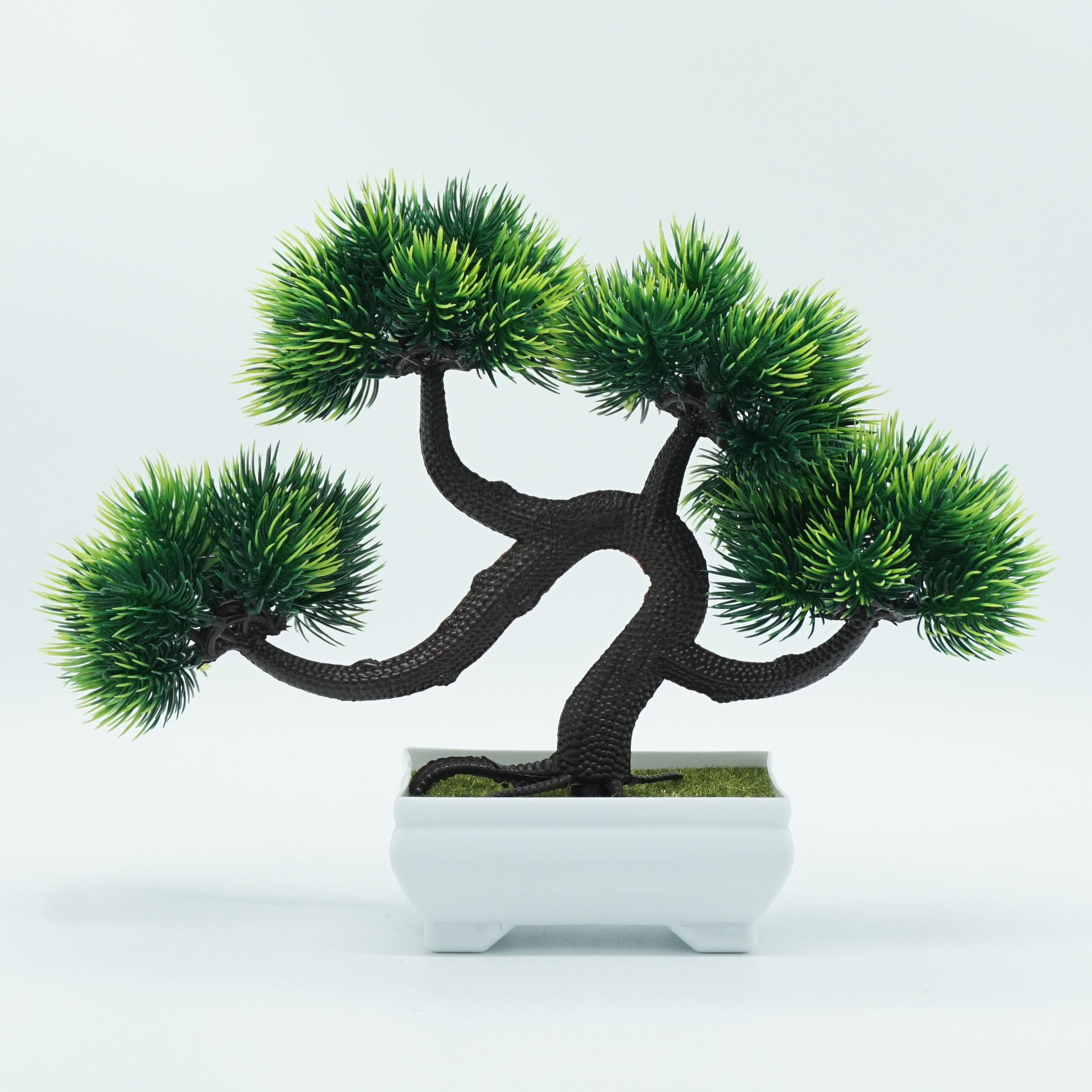 仿真迎客松紫色粉色假花盆栽摆件家居装饰植物盆景仿真花