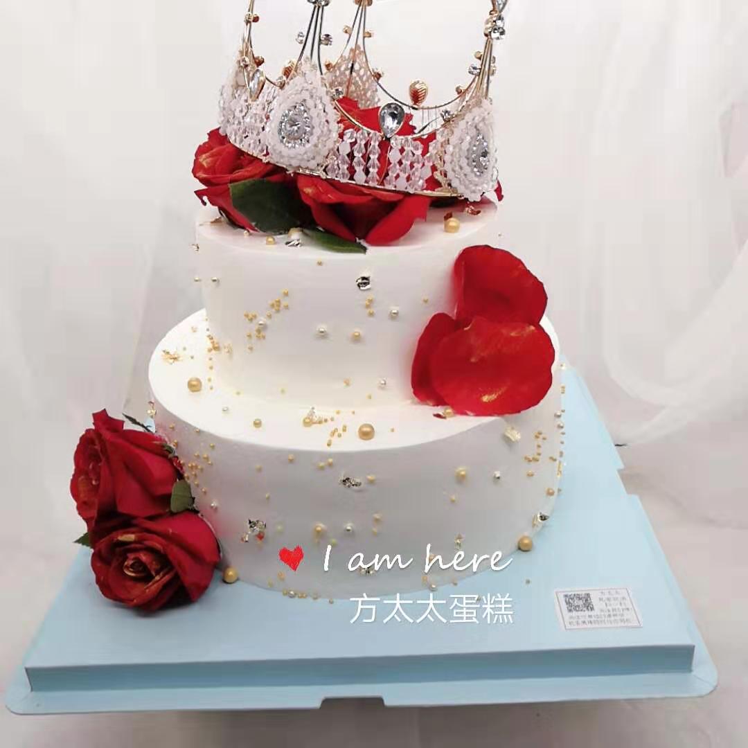 上海冰淇淋抖音玫瑰花皇冠双层生日蛋糕仙女女神七夕
