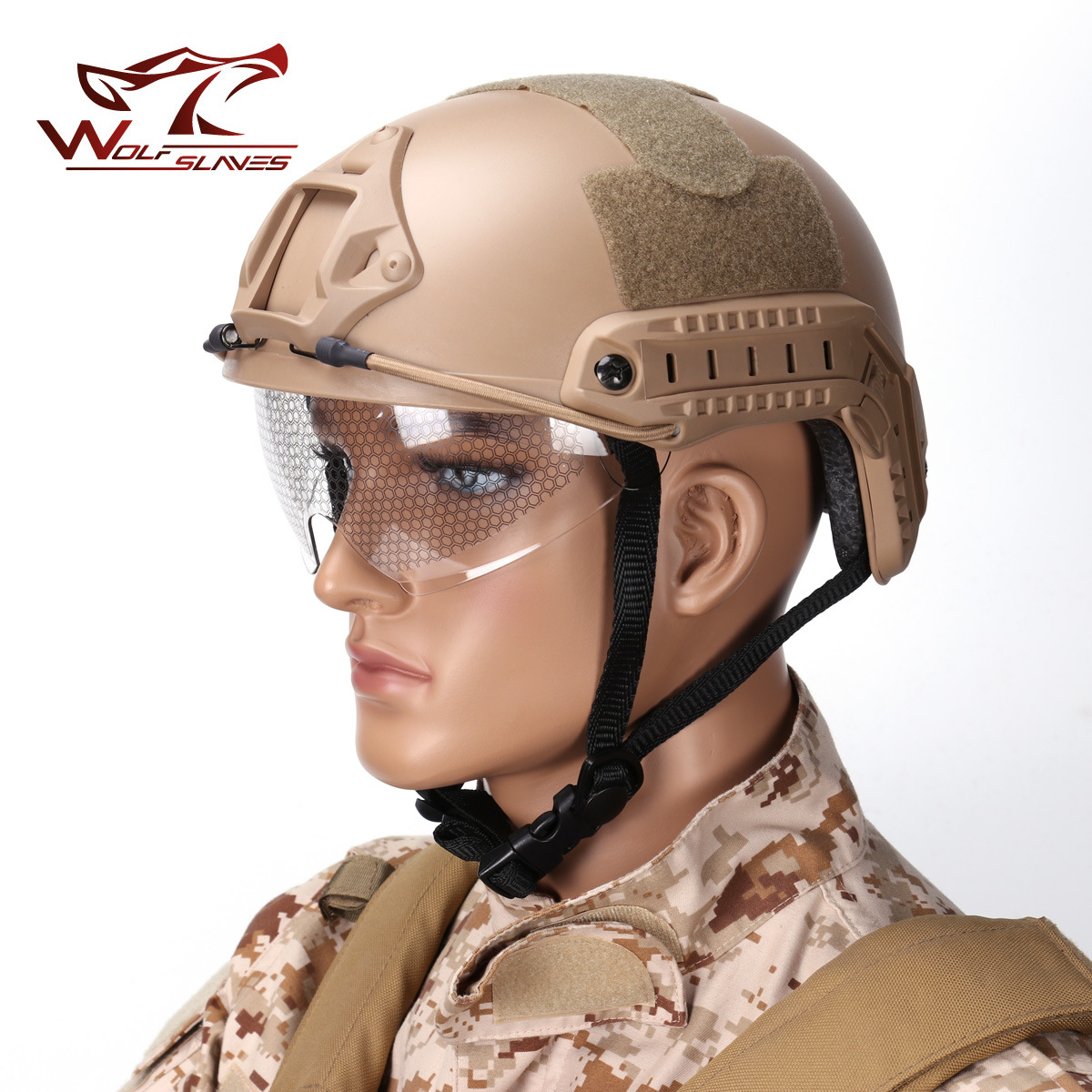 头盔多功能战术pc风镜护脸骑行安全帽军迷户外头盔