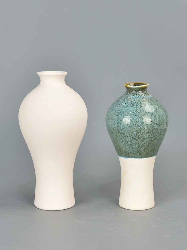 水流流星陶艺花瓶素坯梅瓶复古怀旧高白泥薄胎花瓶