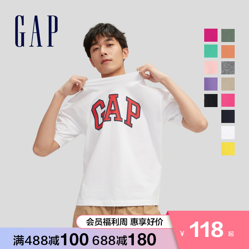 【亲肤】Gap男女装LOGO纯棉短袖T恤688537 2022春季新款休闲上衣