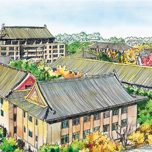 手绘明信片北京大学校园风景高考励志礼物贺卡片卡片纪念品贺卡