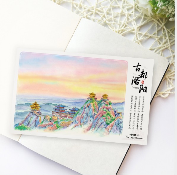 洛阳手绘明信片古城特色景点旅游纪念品卡片城市风景贺卡
