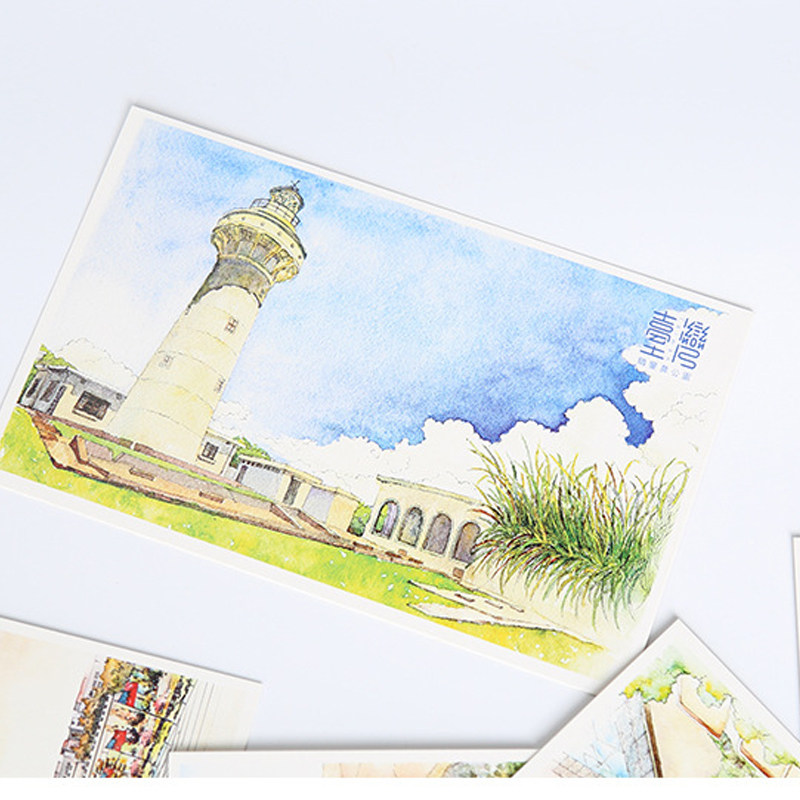 手绘台湾明信片旅游风景纪念品特色贺卡片卡片风情明信贺卡