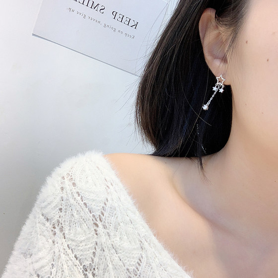 S925 Silver Fairy Wind Pentagram Cute Short Girl Heart Earrings Female Niche Niche Star Flush Earrings S925 Silver Fairy Wind Pentagram Cute Short Girl Heart Earrings Female Niche Niche Star Flush Earrings