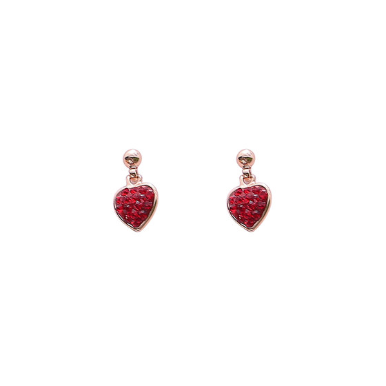 S925 sterling silver red heart earrings Korean version of the New Year Red Fresh Peach Heart Red Heart Stone Earrings Student Gifts S925 sterling silver red heart earrings Korean version of the New Year Red Fresh Peach Heart Red Heart Stone Earrings Student Gifts